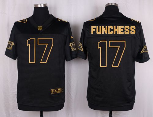Nike Panthers #17 Devin Funchess Black Men's Stitched NFL Elite Pro Line Gold Collection Jersey - Click Image to Close